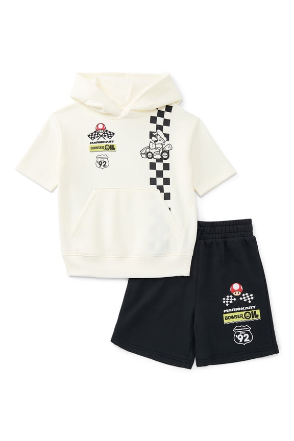 Mario Kart Little Boys and Big Boys Short Sleeve Hoodie & Shorts 2pc Set, Sizes 4-16
