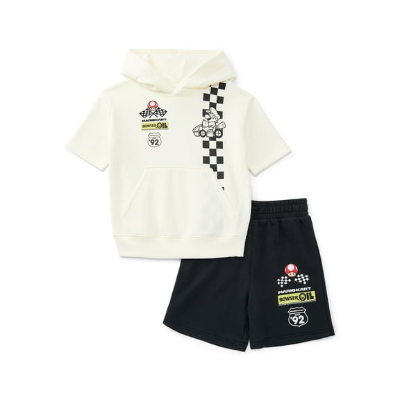 Mario Kart Little Boys and Big Boys Short Sleeve Hoodie & Shorts 2pc Set, Sizes 4-16