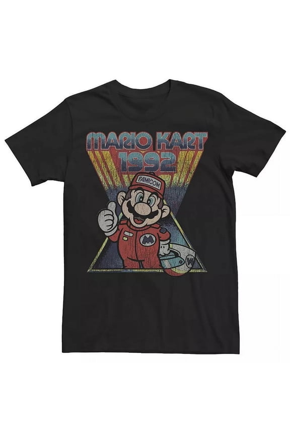 Mario Kart Mens T-Shirt - Super Mario Famicon 1992 Distressed Image Thumbs Up (Large)