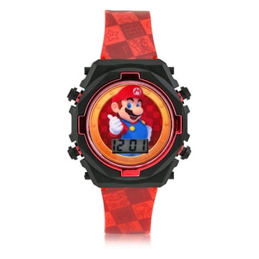 Mario Kids Contrast Colored Case Flashing Lights LCD Watch with Printed Strap (GSM4230WM)