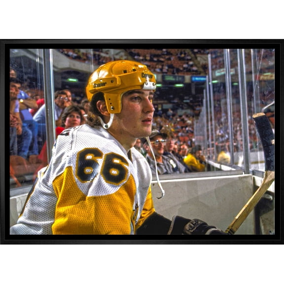 Mario Lemieux Pittsburgh Penguins Framed 20x29 On Bench Canvas