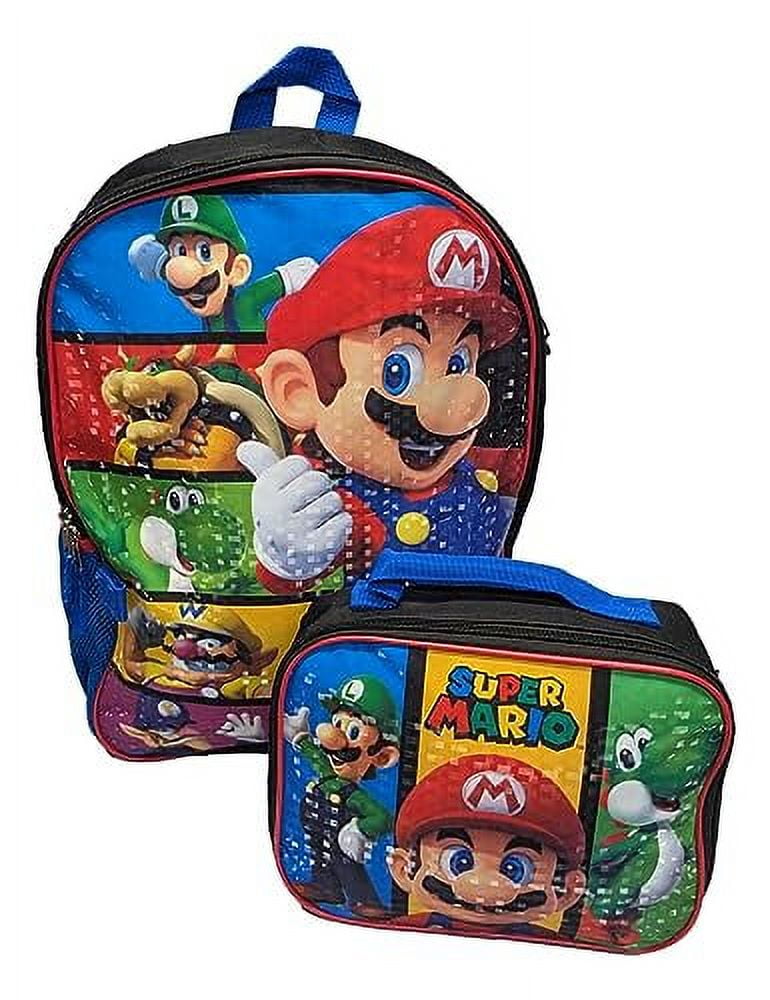 Mario Luigi Bros Full Size 16 Inch Backpack with Detachable Lunch Box