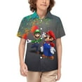 thumbnail image 1 of Mario Luigi Bros Kid's Short Sleeved Shirt Summer Daily Casual Button-Down Shirts Tee Top Teen Beach Clothing With Pocket, 1 of 7