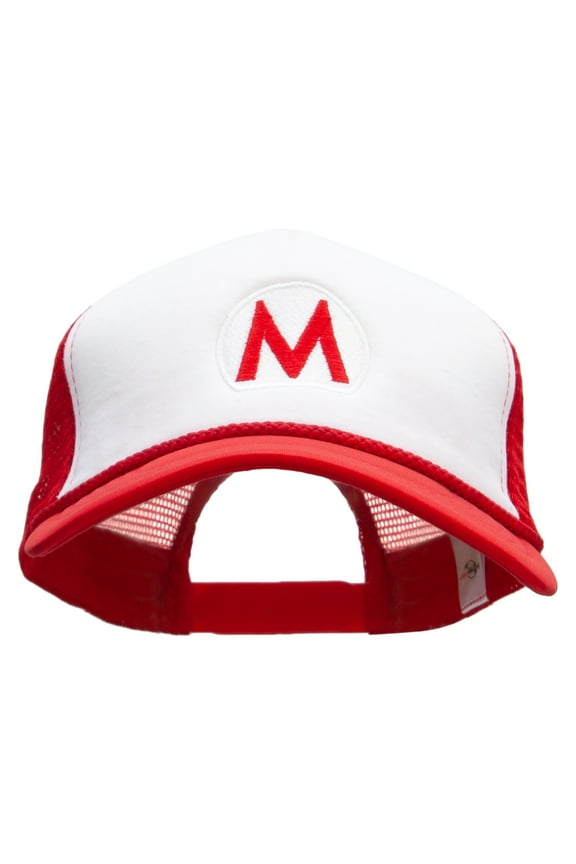Mario Luigi Embroidered Big Foam Mesh Truck Cap - White Red XL-3XL