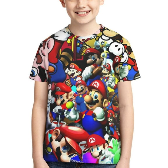 Mario Luigi Teen T Shirts Unisex Crewneck Short Sleeve T-Shirt Tees Top For Boys Girls Youth Kids Medium