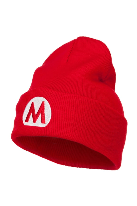 Mario Luigi Wario Waluigi Embroidered Long Beanie - Red OSFM