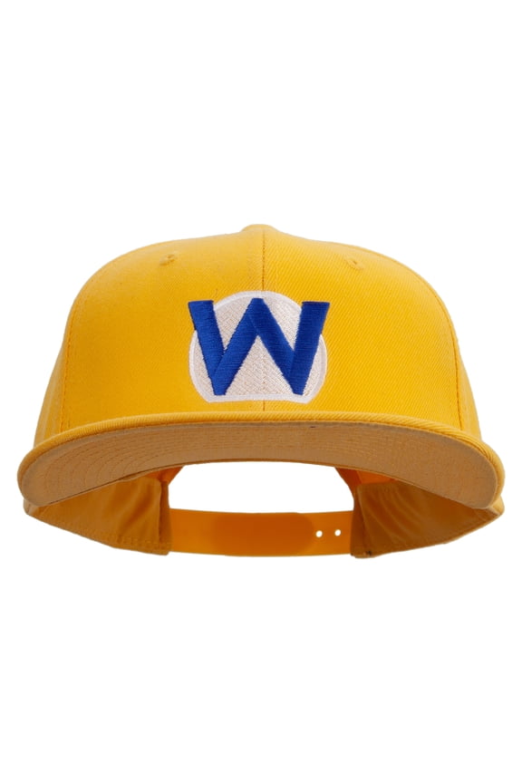 Mario Luigi Wario Waluigi Symbol Embroidered 6 Panel High Profile Structured Snapback - Gold OSFM