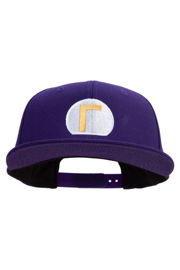 Mario Luigi Wario Waluigi Symbol Embroidered 6 Panel High Profile Structured Snapback - Purple OSFM