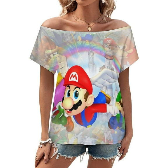 Mario Luigi Women's T Shirt Short Sleeve Off Shoulder Tee Shirt Tops 3D Printing Summer Soft Comfortable T-Shirt