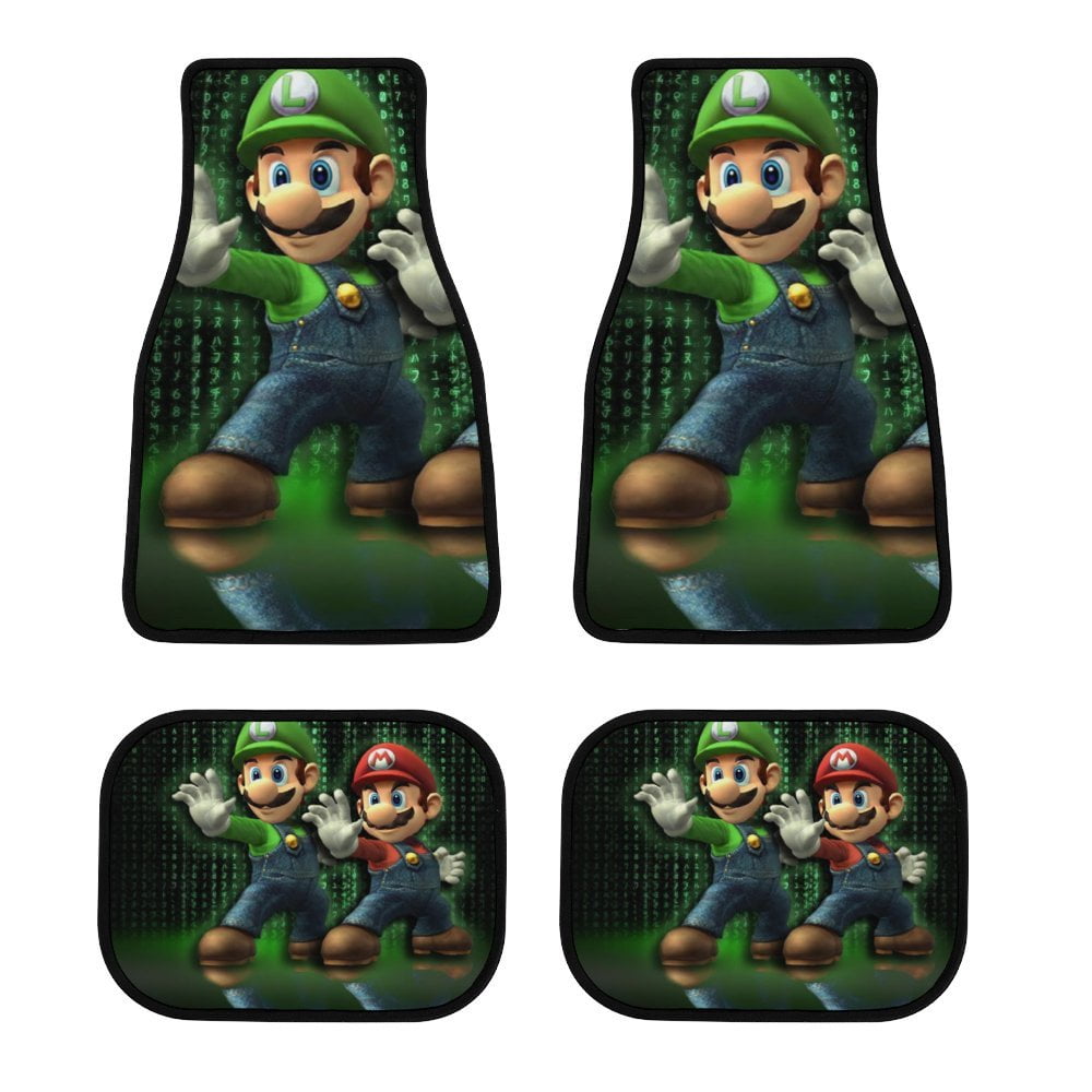 Mario Luigi's Mansion Bros Car Floor Mat Set 4Piece Front/Rear Auto