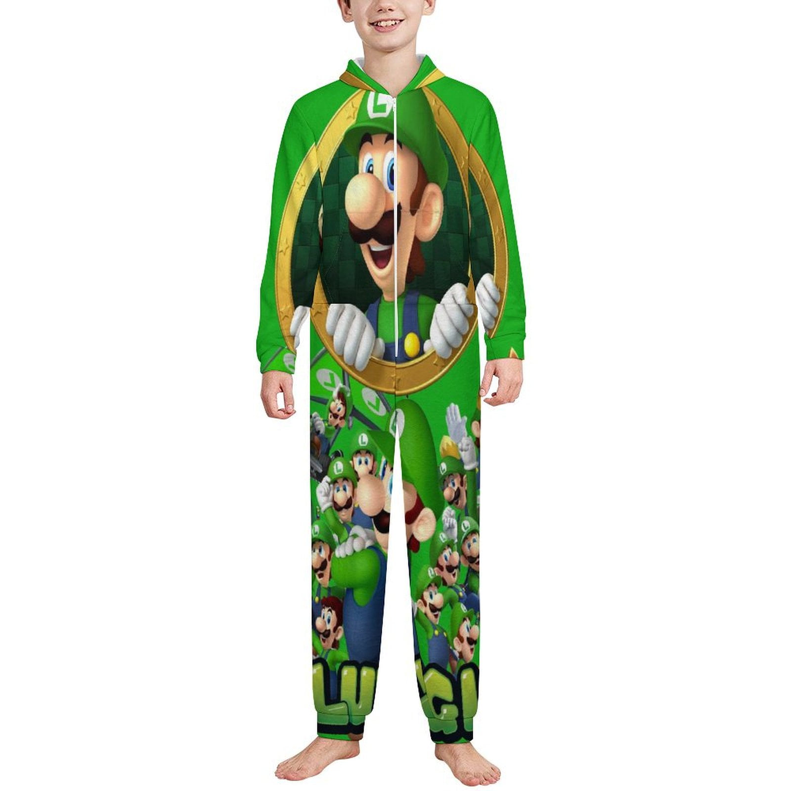 Mario Luigui Mansion Fleece Pajama One Piece Sleepwear Jumpsuits for