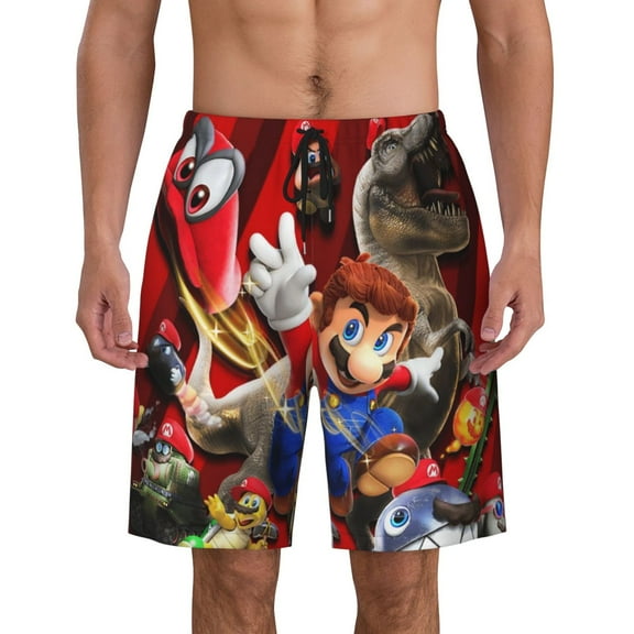 Mario Men's Swim Trunks Quick Dry Board Shorts Bathing Suit Swimsuits Beach Shorts with Mesh Lining