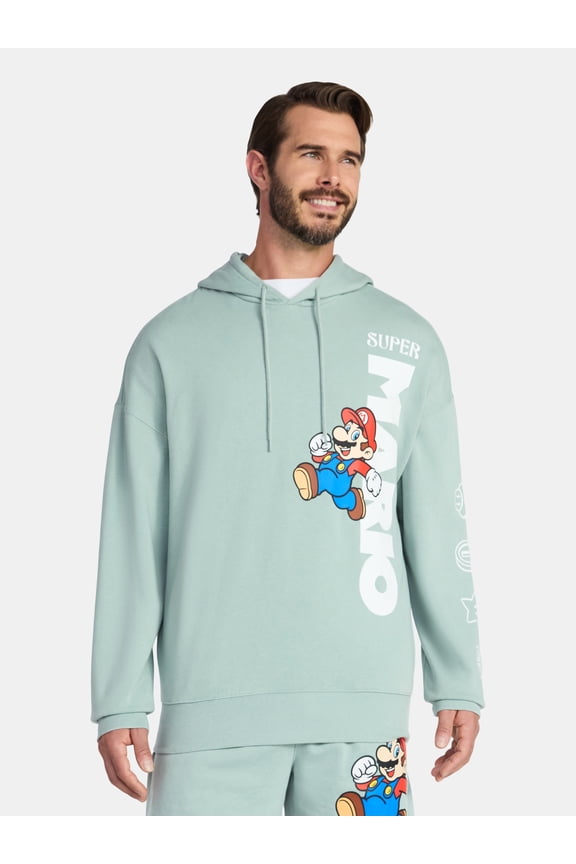 Mario Men's and Big Men's Graphic Print Fleece Hoodie, Sizes XS-5XL