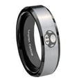 thumbnail image 1 of Tungsten Mario Mushroom 8mm Gray Beveled Edges Black Polished Men's Ring, 1 of 1