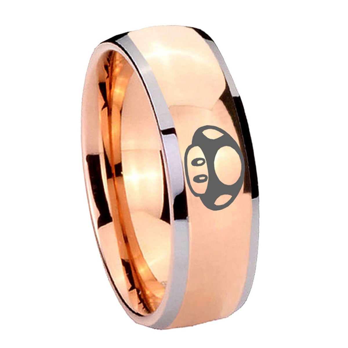 Tungsten Mario Mushroom 8mm Rose Gold Two Tone Dome Men's Ring ...
