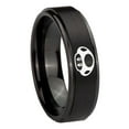 thumbnail image 1 of Tungsten Mario Mushroom 8mm Black Polished Step Edges Men's Ring, 1 of 1