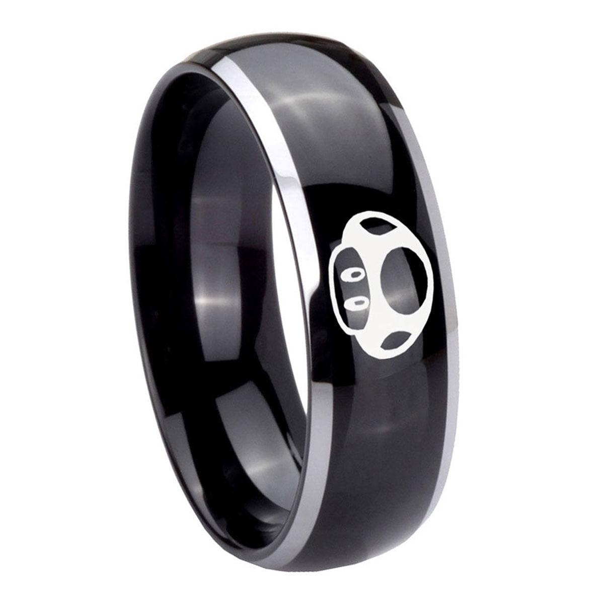 Tungsten Mario Mushroom 8mm Black 2 Tone Dome Polished Edges Men's Ring ...