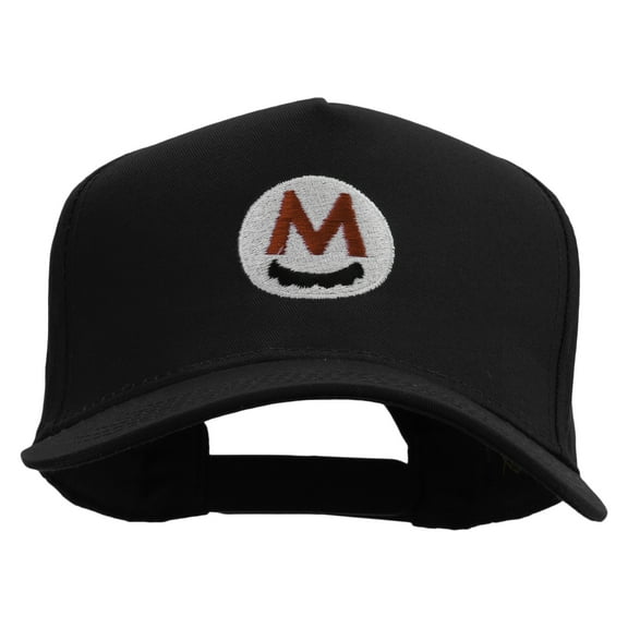 Mario Mustache Icon Embroidered Five Panels Pro Style Cap - Black OSFM