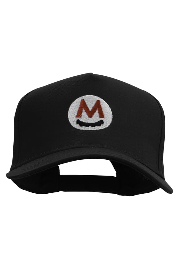 Mario Mustache Icon Embroidered Five Panels Pro Style Cap - Black OSFM