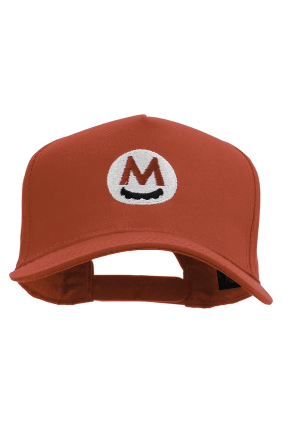 Mario Mustache Icon Embroidered Five Panels Pro Style Cap - Red OSFM