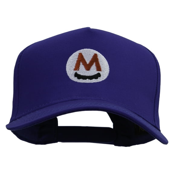 Mario Mustache Icon Embroidered Five Panels Pro Style Cap - Royal OSFM