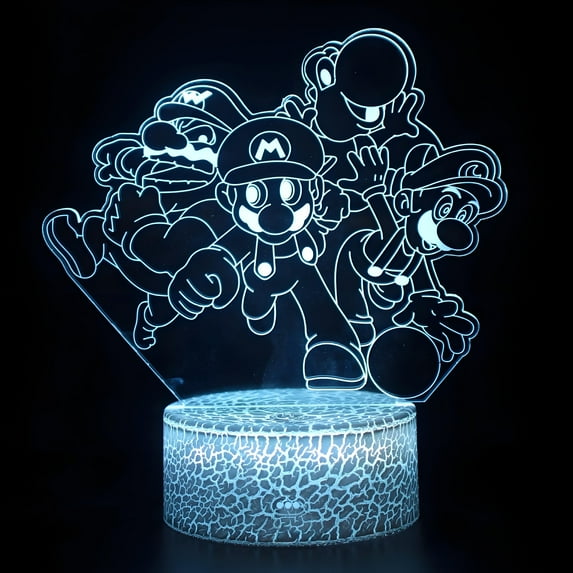 Mario Night Light,16 Color Night Light,3D LED Lamp with Smart Remote Control,Boy Gifts for Room Decoration,Christmas Holiday Gifts