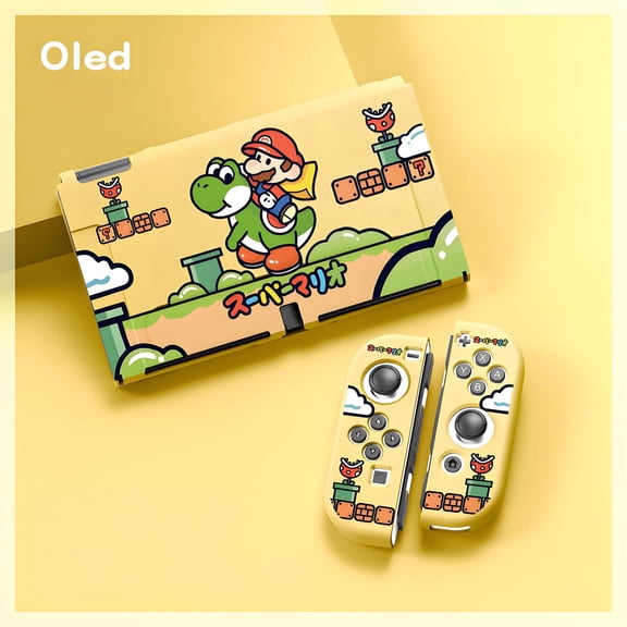 ‌Mario Nintendo Switch OLED Silicone Case - Soft Protective Cover with Mario Theme, Shockproof, Joy-Con Compatible