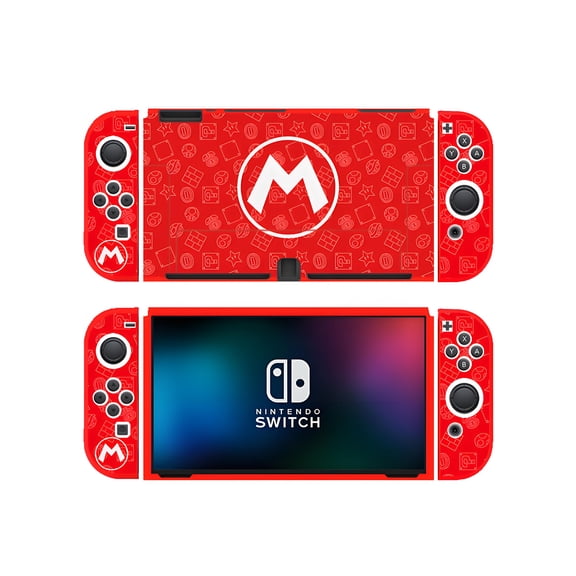 Mario Nintendo Switch OLED Silicone Case - Soft Protective Cover with Mario Theme, Shockproof, Joy-Con Compatible