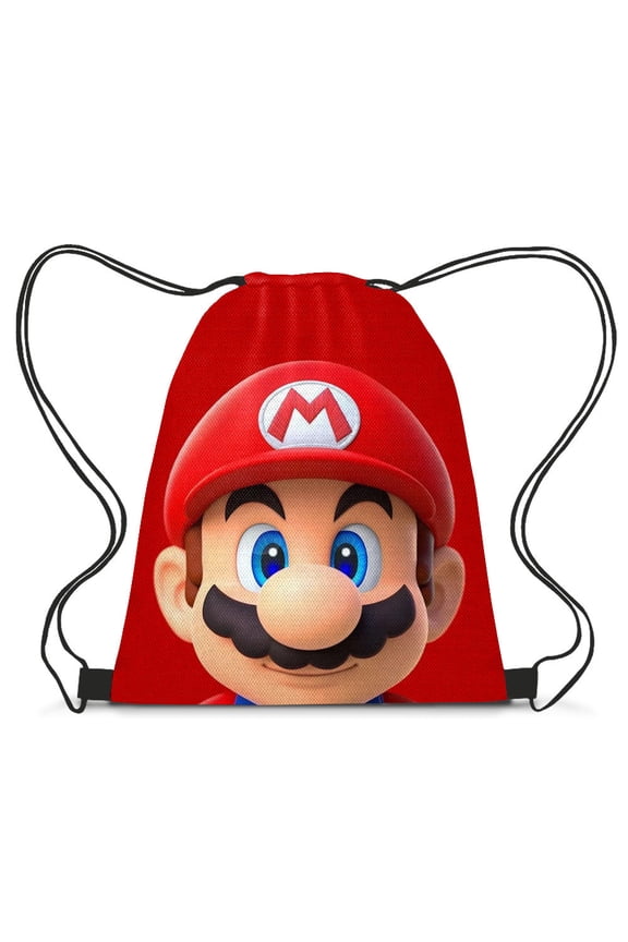Mario Party Favor Bags Spider Drawstring Bag Birthday Party Decorations Gift Treat Goodie Candy Backpack