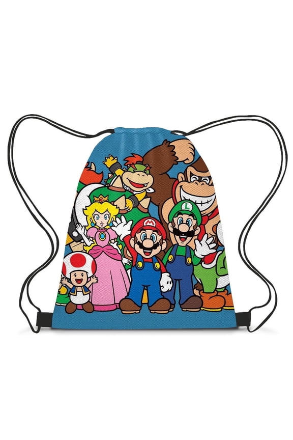 Mario Party Favor Bags Spider Drawstring Bag Birthday Party Decorations Gift Treat Goodie Candy Backpack
