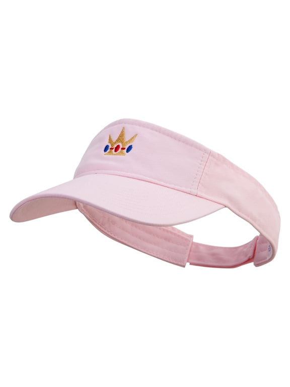 Mario Princess Crown Embroidered Pro Style Cotton Twill Washed Visor - Lt Pink OSFM