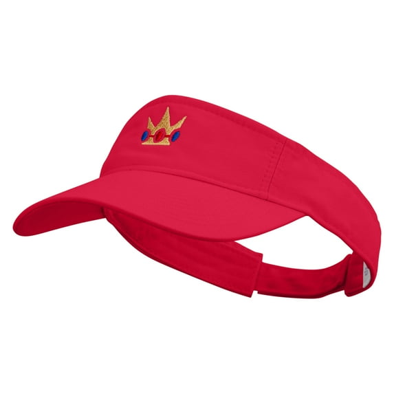 Mario Princess Crown Embroidered Pro Style Cotton Twill Washed Visor - Red OSFM