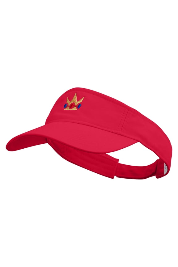 Mario Princess Crown Embroidered Pro Style Cotton Twill Washed Visor - Red OSFM