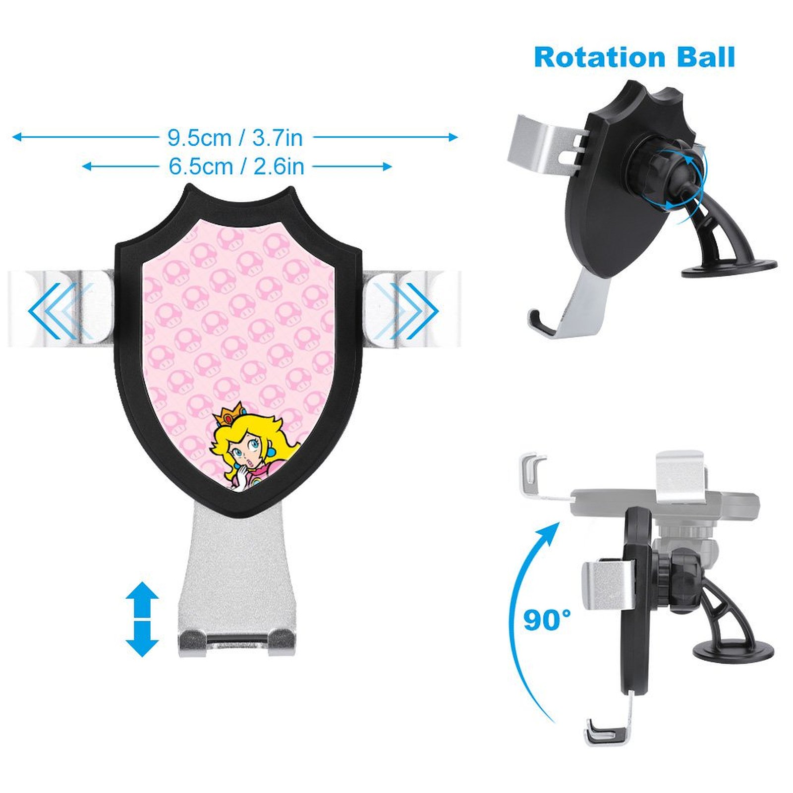 Mario Princess Peach Car Phone Mount Phone Holders Metal Hook Clip Air Vent Cell Phone Universal