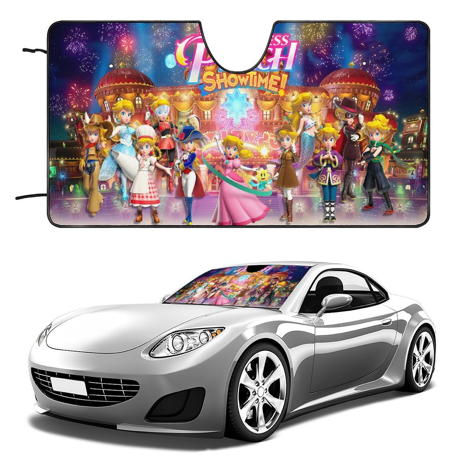 Princess Auto Protector Mario Princess Peach Car Windshield Sun Shade, Foldable Sun Shade for ...