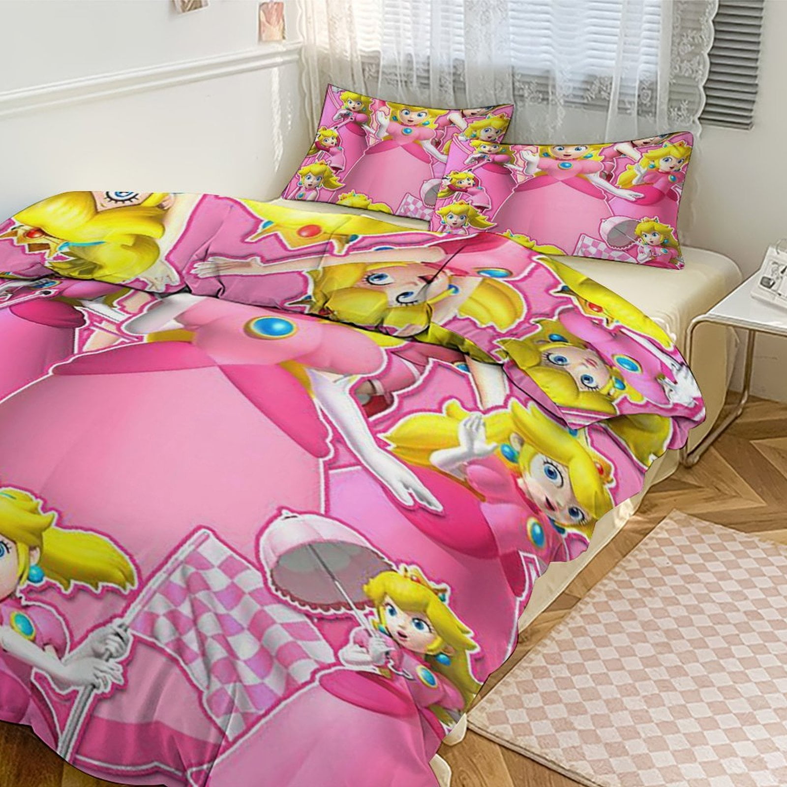 Mario Princess Peach Kids Twin Bed in a Bag, Comforter and Sheets,Cartoon DreamWorks King ...
