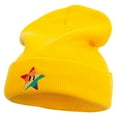 thumbnail image 1 of Mario Rainbow Star Embroidered 12 Inch Long Knitted Beanie - Yellow OSFM, 1 of 5