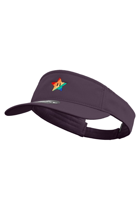 Mario Rainbow Star Embroidered Brushed Sports Visor - Purple OSFM