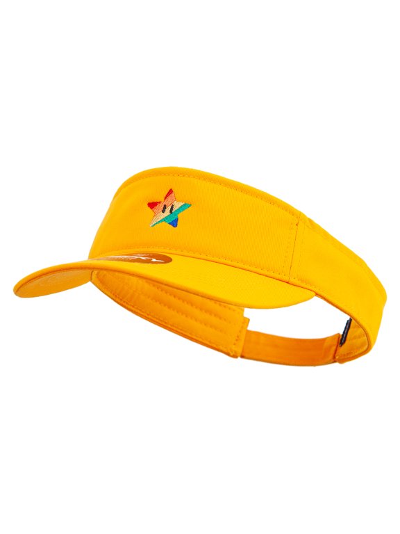 Mario Rainbow Star Embroidered Brushed Sports Visor - Yellow OSFM