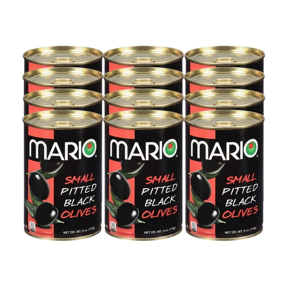 Mario Ripe Pitted Small Black Olives 12pk