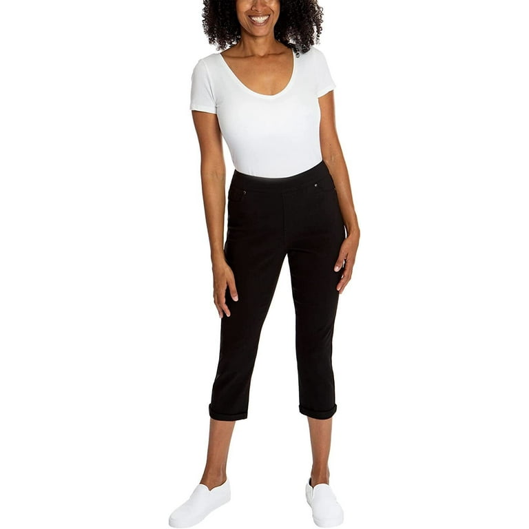Mario Serrani Comfort Stretch Cuff Capri Women s Pants Size L Color Black Walmart