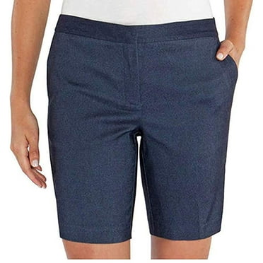 Mario Serrani Comfort Stretch Fabric Shorts with Tummy Control,Blue,8
