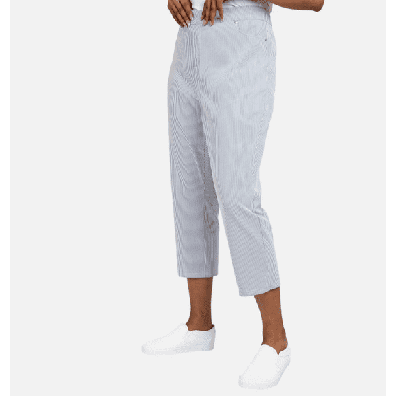 Mario Serrani Comfort Stretch Ladies' Pull-on Capri, Blue/White Stripe, XXL