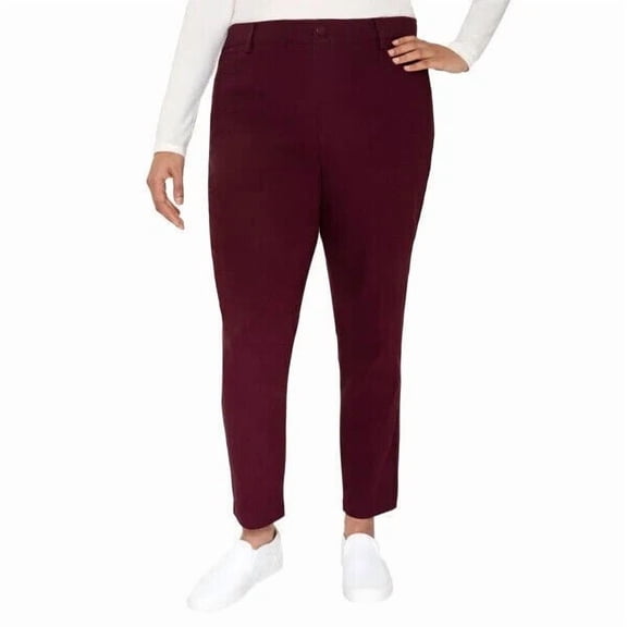 Mario Serrani Women's Textured Pull On Pant, Burgundy, Large