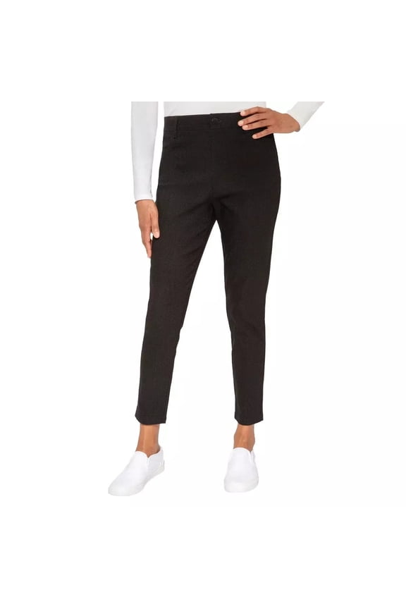 Women's Textured Pull On Pants, Black, Small