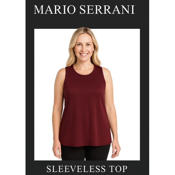 Mario Serrani Sleeveless Top - Burgundy - Size XL