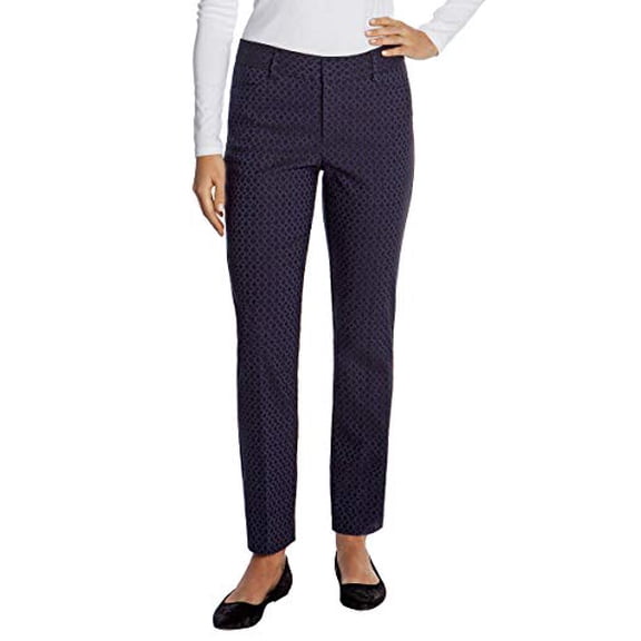 Mario Serrani Ladies' Jacquard Comfort Stretch Fabric Tummy Control Pant (Variety SZ) (Blue/Black, 10)