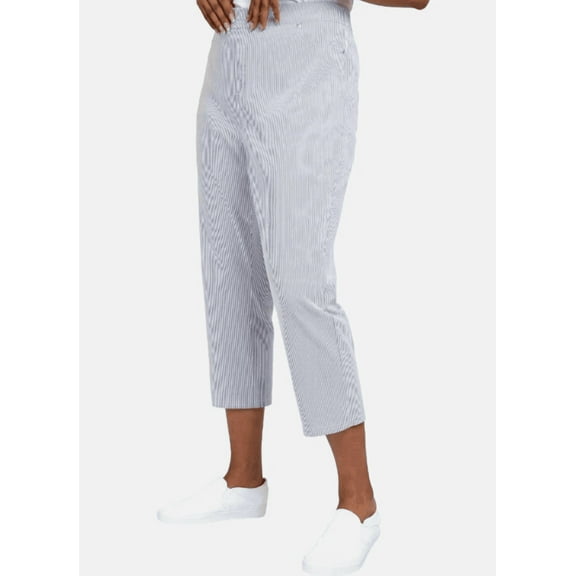 Mario Serrani Women's Comfort Stretch Capri Pants Navy/Ivory Small