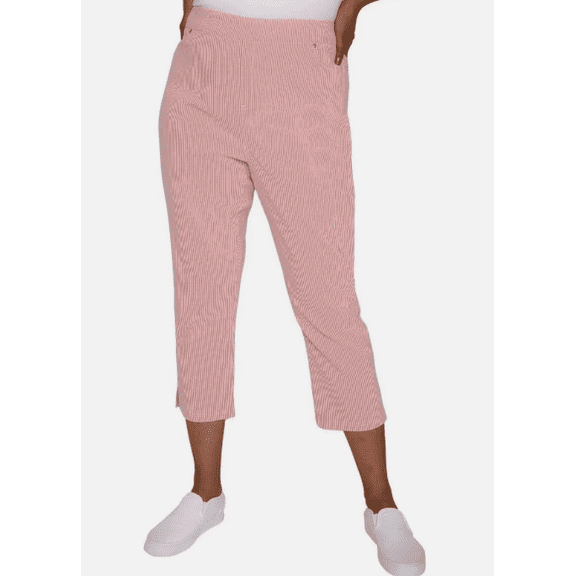 Mario Serrani Women's Comfort Stretch Capri Pants Tomato/Ivory Small
