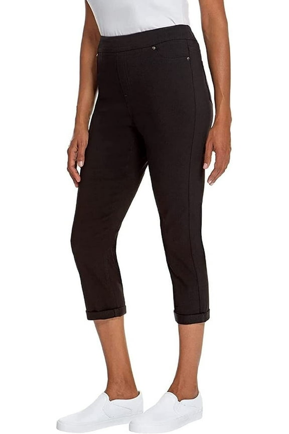 Women's Comfort Stretch Cuff Capri (Black, 3X)